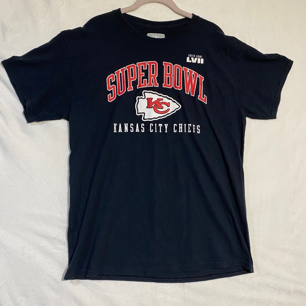 NFL Kansas City Chiefs Super Bowl LVII T-Shirt Black Mens Graphic Tee M4